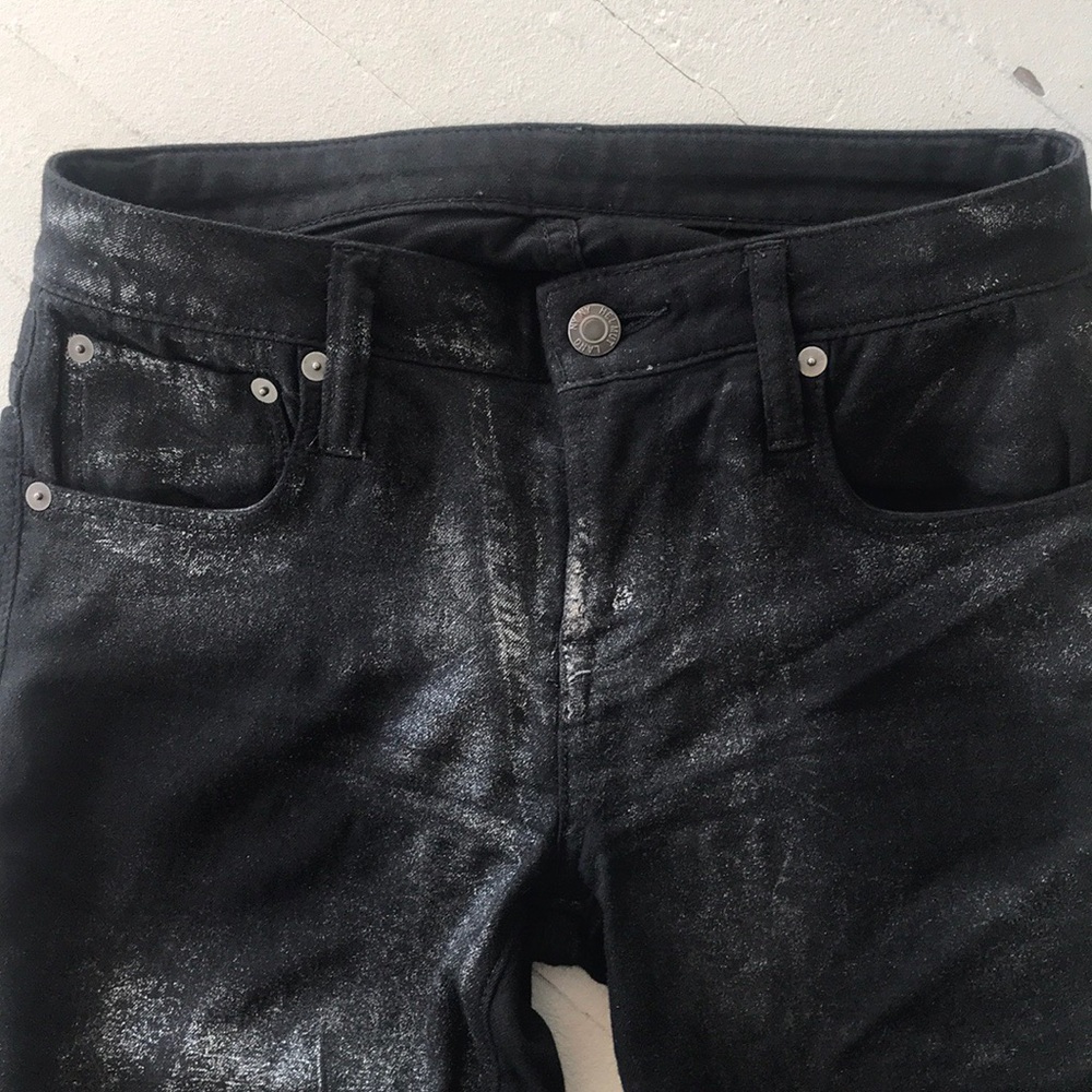 Helmet Lang skinny black jeans w/ silver detail